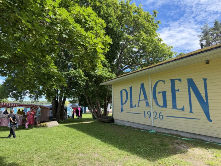 Människor firar på badstranden Plagen under evenemanget "Picnic on the Beach" i soligt väder.