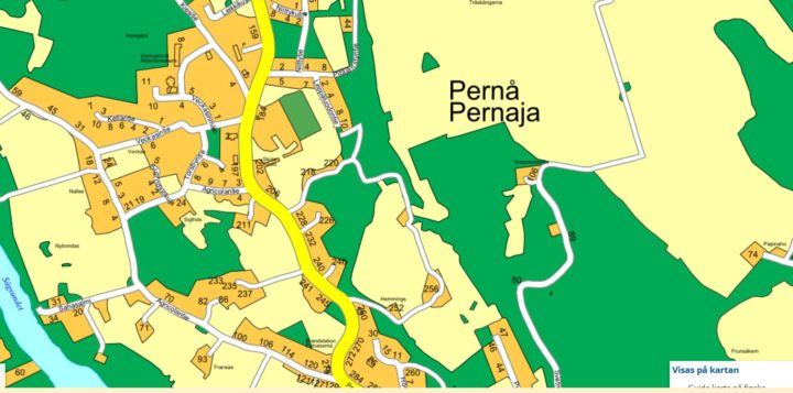 Pernajan kartta Karta över Pernå kyrkoby