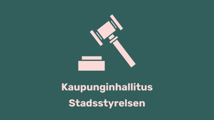 Kaupunginhallitusta kuvaava nuija ja teksti